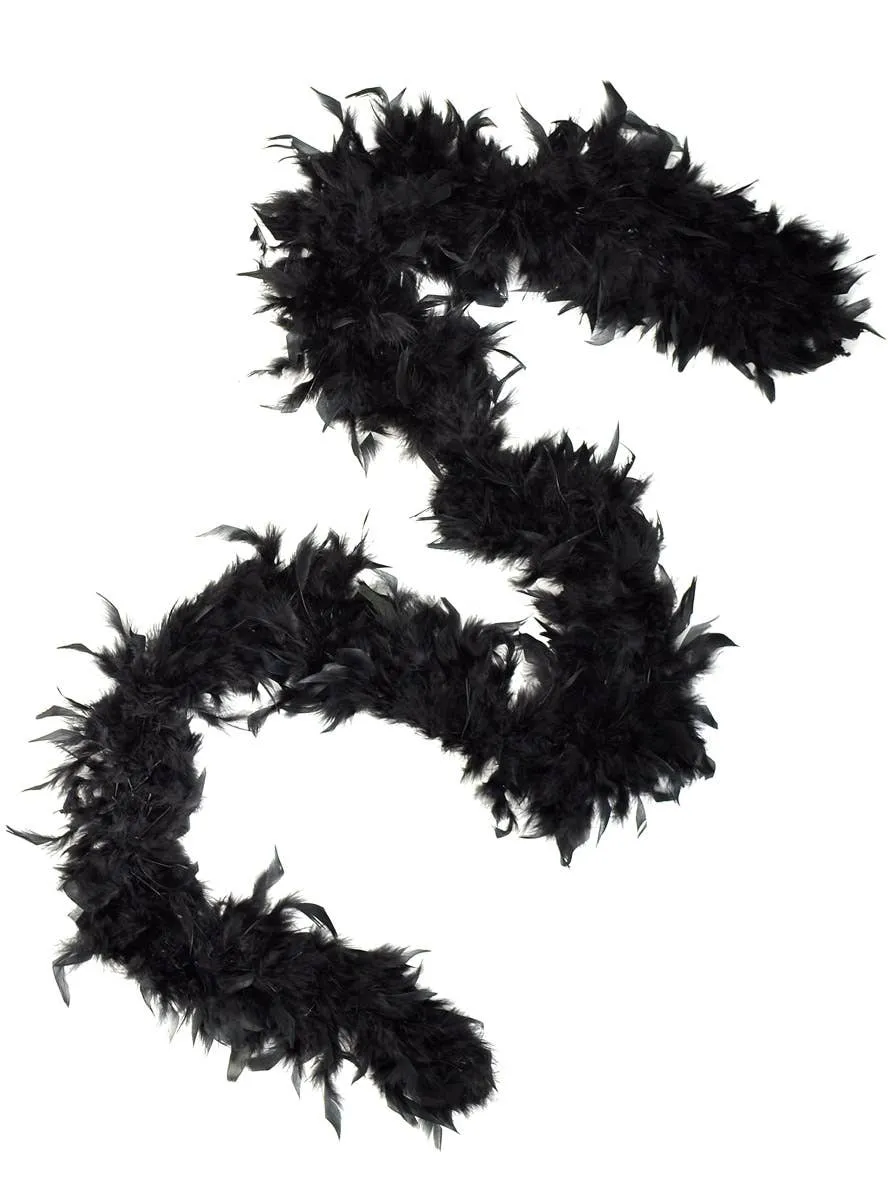 Long Fluffy Black 1920s Feather Boa Costume Accessory