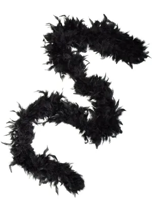 Long Fluffy Black 1920s Feather Boa Costume Accessory