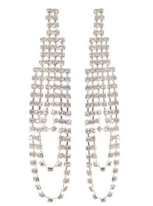 Long Glamorous Dazzling Rhinestone Costume Earrings