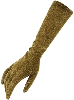 Long Glittery Gold Lurex Costume Gloves