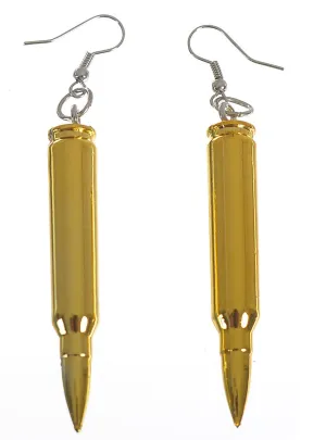 Long Gold Bullet Costume Earrings