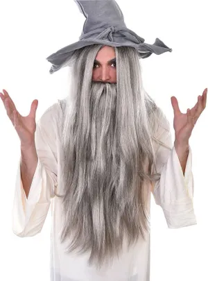 Long Grey Wizard Costume Wig and Beard Set