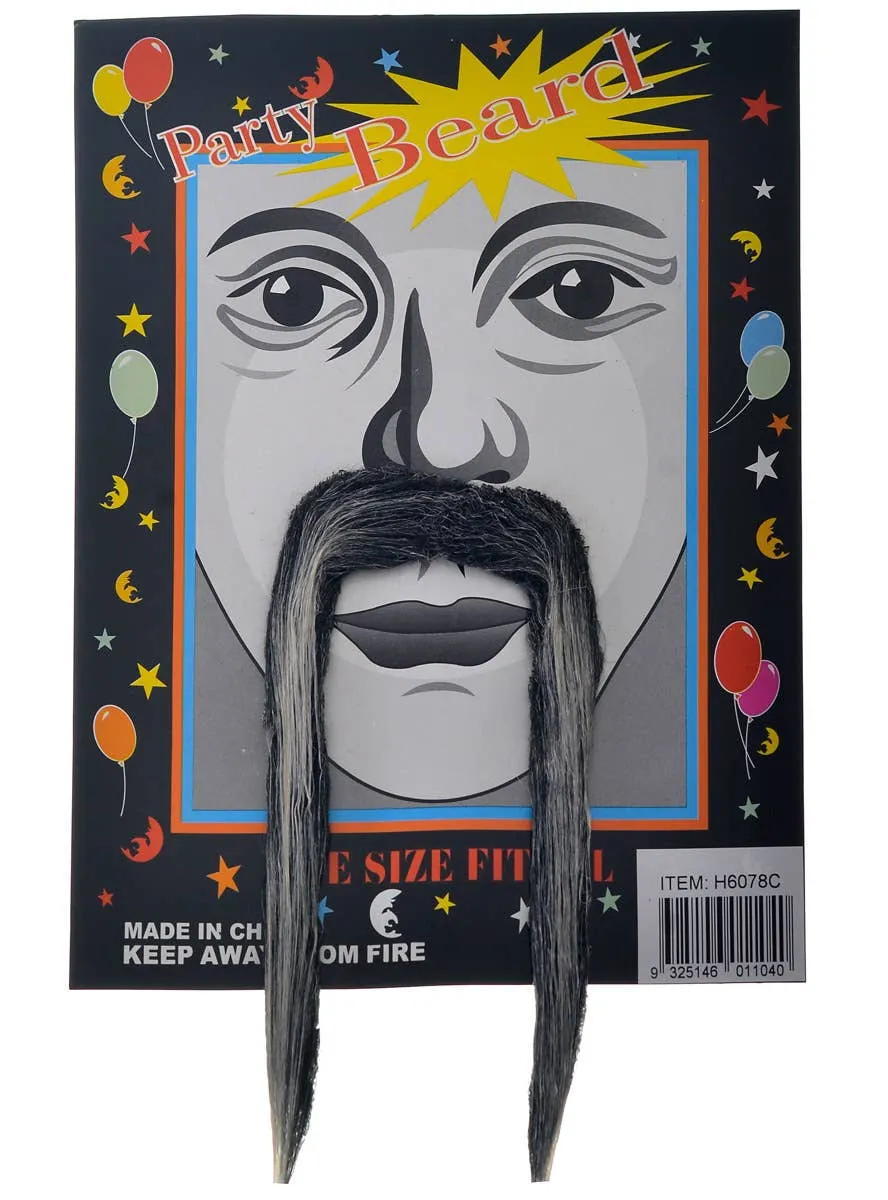 Long Hanging Grey Faux Hair Costume Moustache