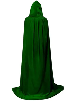 Long Hooded Emerald Green Velvet Costume Cape