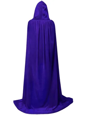 Long Hooded Purple Velvet Costume Cape