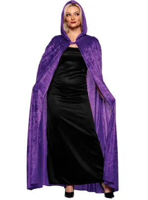 Long Hooded Purple Velvet Womens Costume Cape