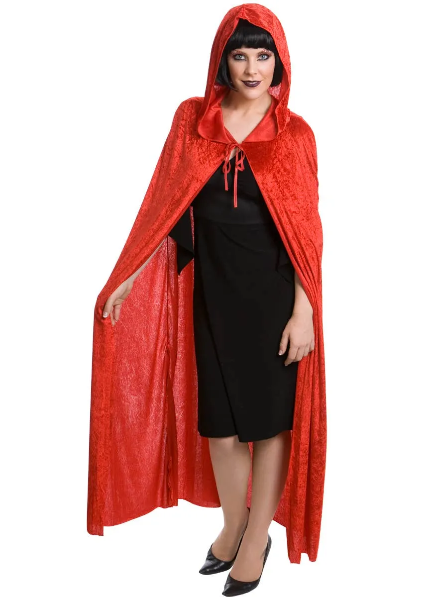 Long Hooded Red Velvet Unisex Adults Costume Cape