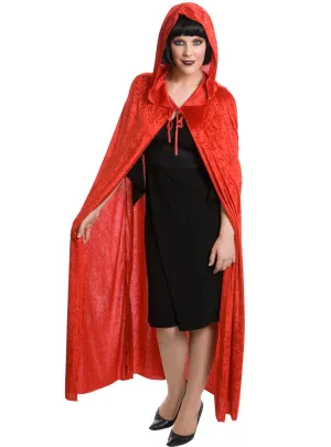 Long Hooded Red Velvet Unisex Adults Costume Cape