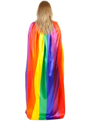 Long Mardi Gras Rainbow Flag Costume Cape