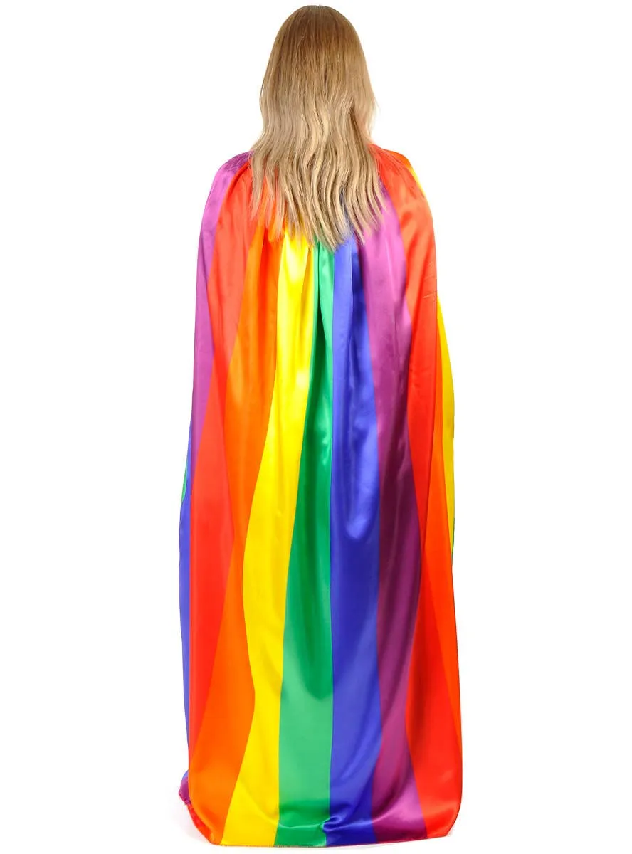 Long Mardi Gras Rainbow Flag Costume Cape