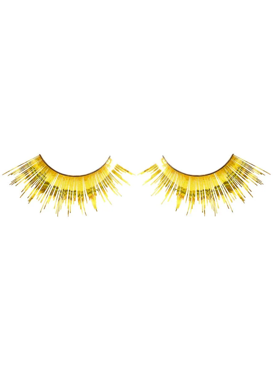 Long Metallic Gold Tinsel False Eyelashes