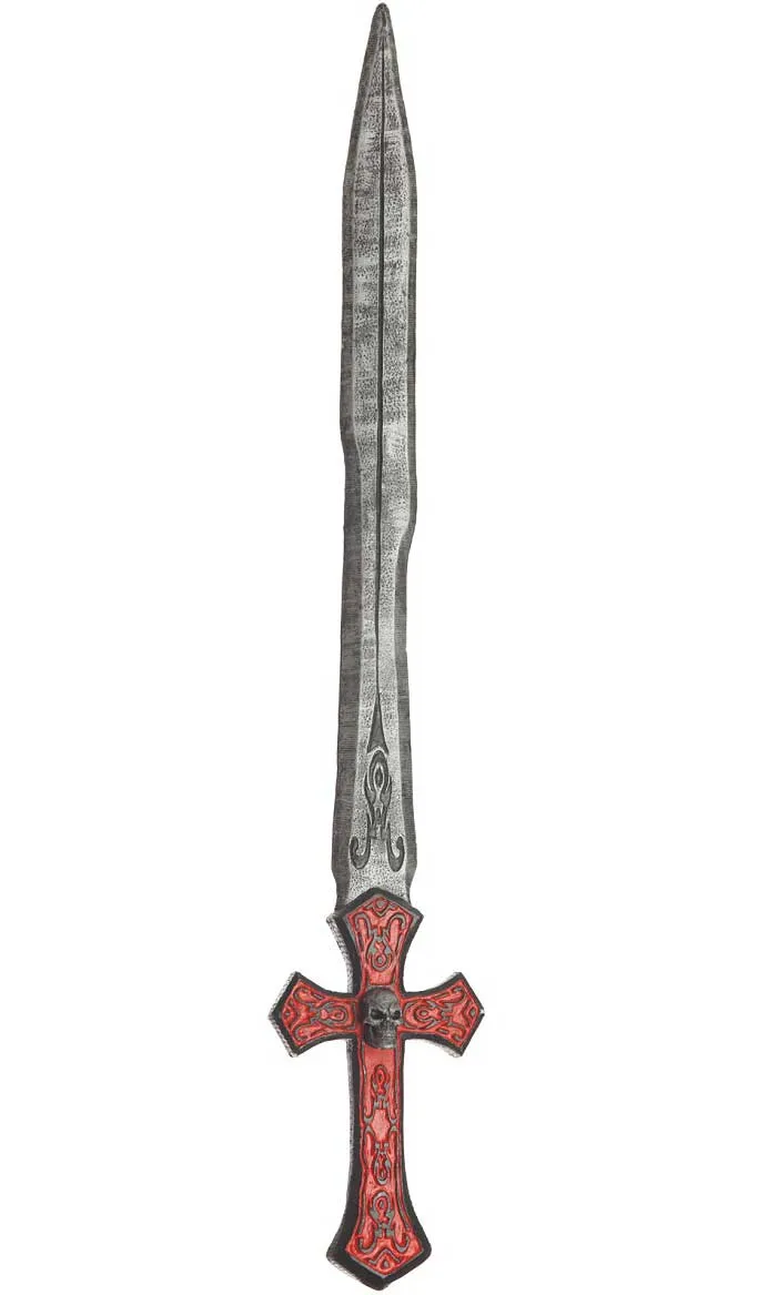 Long Novelty Silver and Red Medieval Crusader Sword
