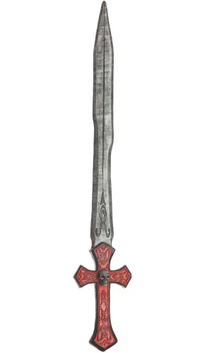 Long Novelty Silver and Red Medieval Crusader Sword
