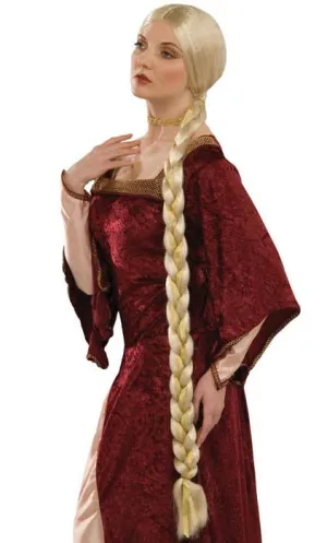 Long Plaited Blonde Princess Costume Wig