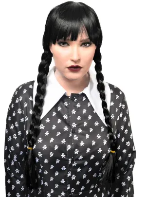 Long Plaited Wednesday Addams Womens Halloween Wig