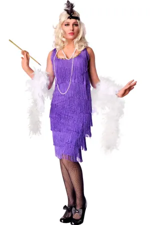 Long Purple Womens 1920s Flapper Dress Costume