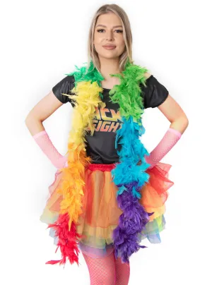 Long Rainbow 150cm Feather Boa Costume Accessory