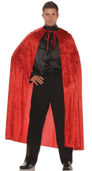 Long Red Velvet Adults Halloween Costume Cape with Collar