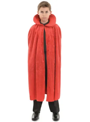 Long Red Velvet Kids Halloween Costume Cape