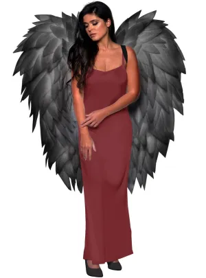 Long Slate Black Featherless Fallen Angel Costume Wings