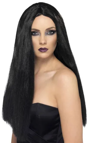 Long Straight Black Womens Halloween Costume Wig