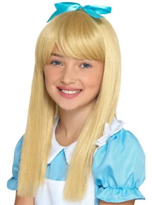 Long Straight Blonde Girls Wonderland Alice Costume Wig with Fringe