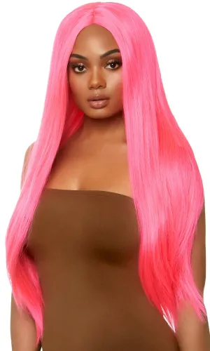 Long Straight Centre Part Hot Pink 83cm Womens Wig