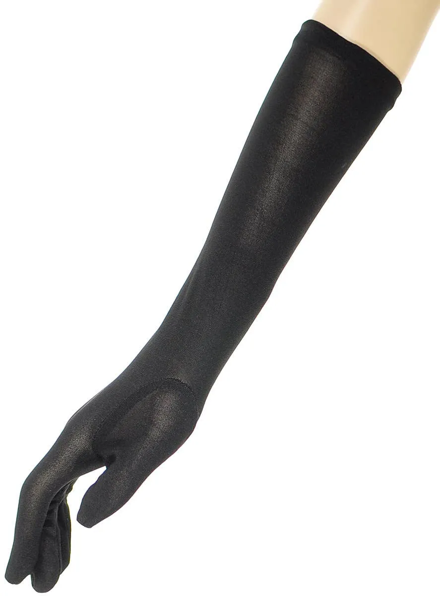 Long Stretchy Matte Black Costume Gloves