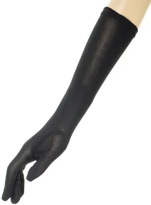 Long Stretchy Matte Black Costume Gloves