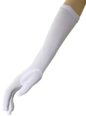 Long Stretchy Matte White Costume Gloves