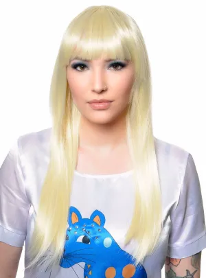 Long Swedish Blonde Abba Womens Costume Wig with Fringe