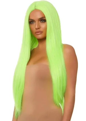 Long UV Reactive Green Womens 83cm Costume Wig