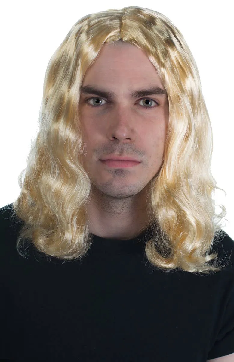 Long Wavy Blonde Mens Costume Beard and Wig Set