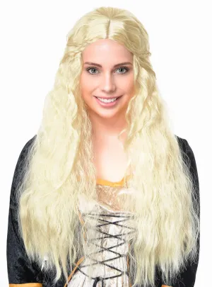 Long Wavy Blonde Womens Braided Costume Wig