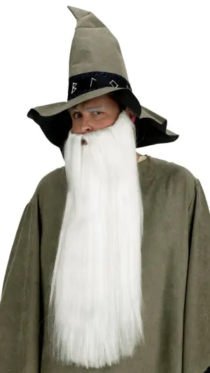 Long White Adults Old Wizard Beard and Moustache