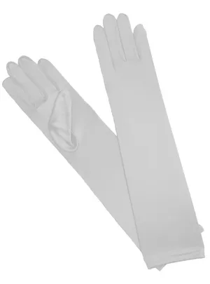 Long White Satin Gloves 1920s Costume Accessory