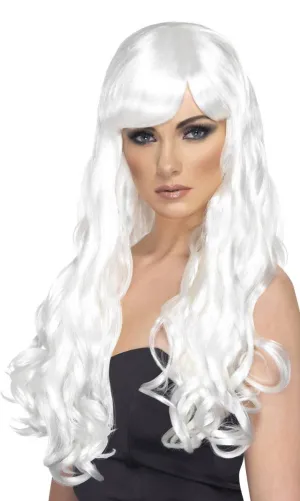Long White Wavy Womens Desire Costume Wig