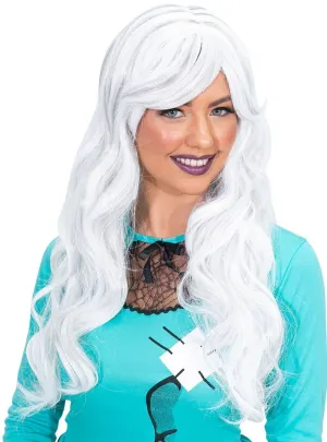 Long White Wavy Womens Ghost Halloween Costume Wig