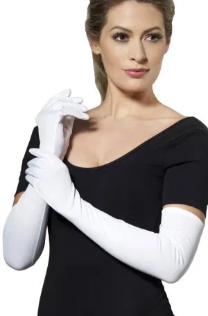 Long White Womens Costume Gloves