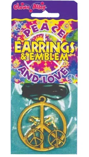 Love And Peace Necklace And Earrings Costume Accessory Set