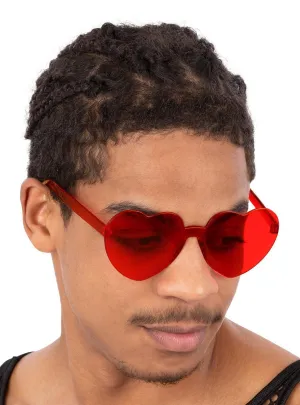 Love Heart Red Mens Costume Glasses