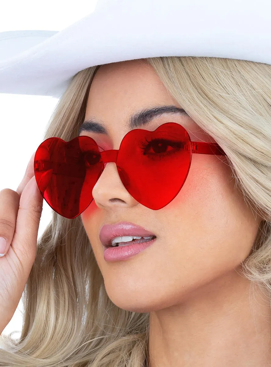 Love Heart Red Womens Costume Glasses