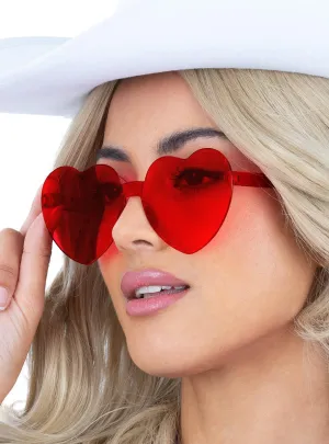 Love Heart Red Womens Costume Glasses