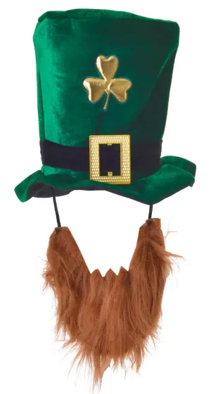 Lucky Little Green Leprechaun Shamrock Hat With Beard