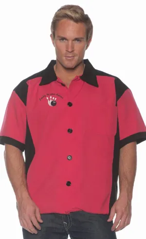 Lucky Strike Mens Fuchsia 50s Bowling Costume Shirt