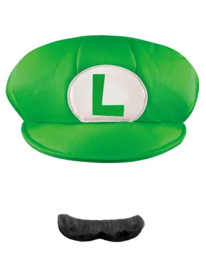 Luigi Hat and Mustache Adults Accessory Set