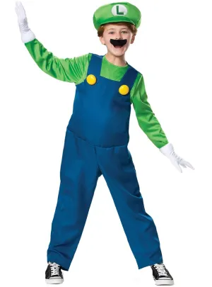 Luigi Super Mario Boys Gaming Character Costume