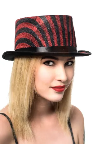 Lurex Black and Red Striped Cabaret Top Hat