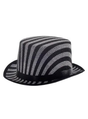 Lurex Black and Silver Striped Costume Top Hat