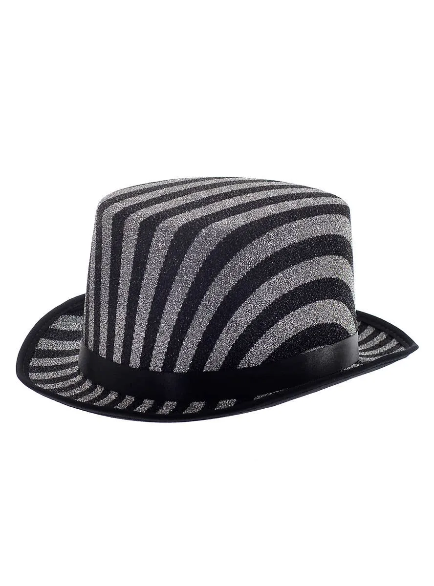 Lurex Black and Silver Striped Costume Top Hat